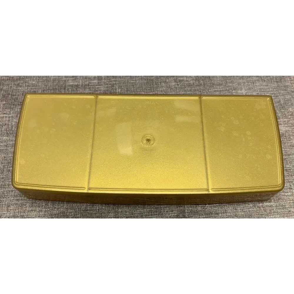Tupperware Stow-n-Glo Craft Storage Bin Aqua Top Gold Bottom 769 Top 767 Bottom